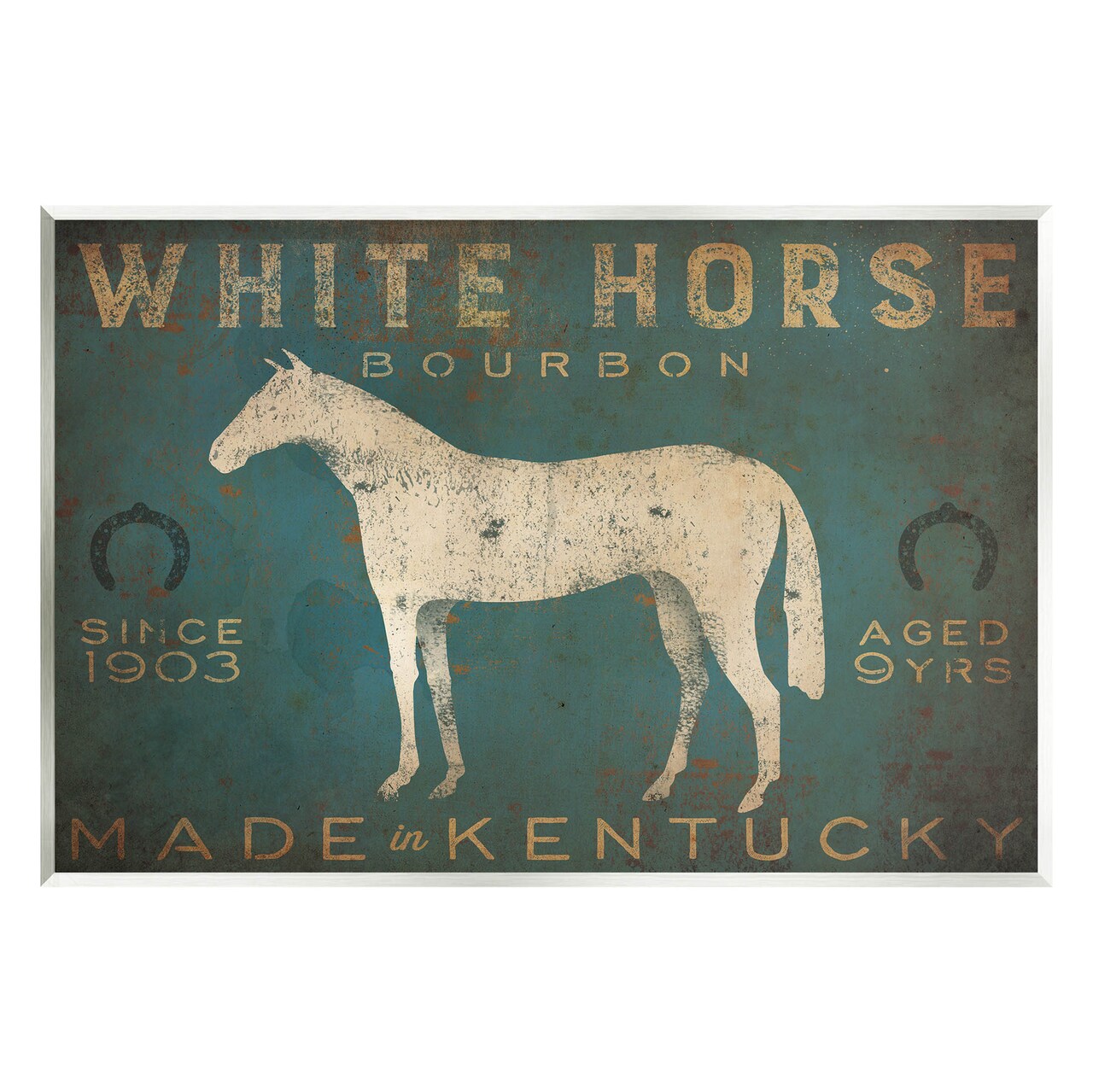 Stupell Industries White Horse Bourbon Vintage Sign Wall Plaque Art